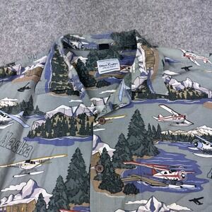David‎ Carey Originals Shirt Mens 3XL Gray Alaksa Seaplane All Over Print
